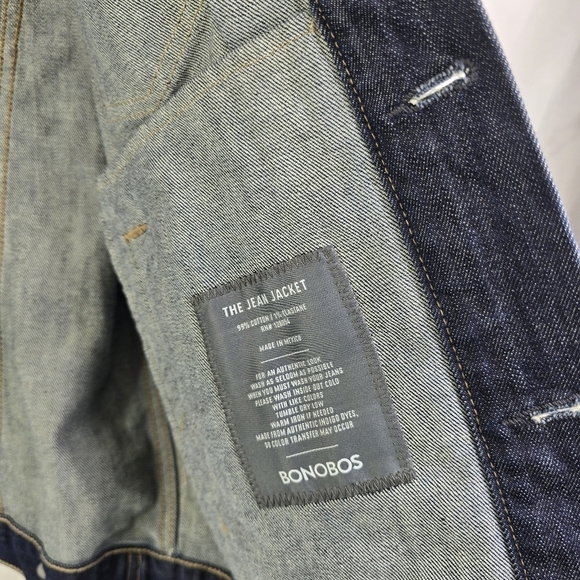 Bonobos Denim Jacket Mens Size Large Dark Wash The Jean Trucker Indigo - Picture 10 of 13